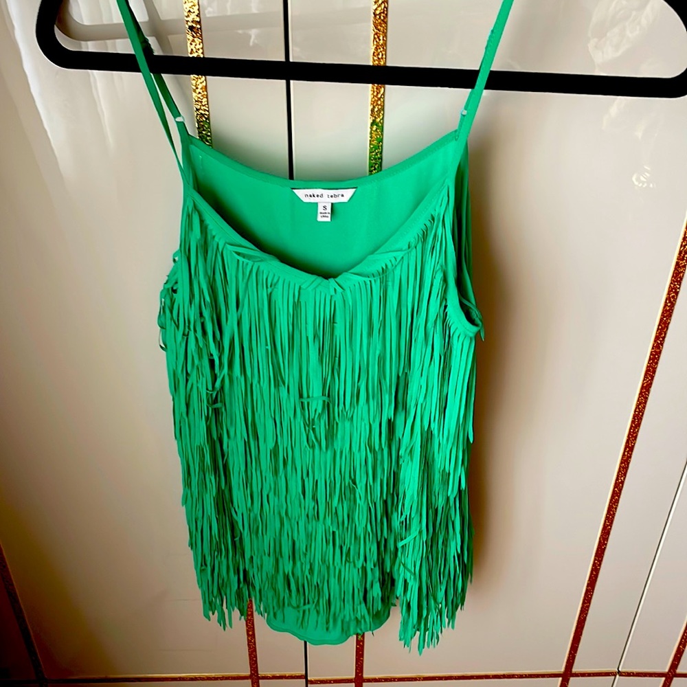 Naked zebra fringe top excellent condition Kelly green color